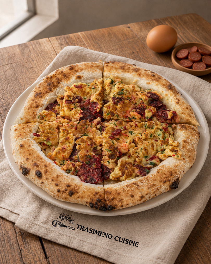 [WEB-MP-000598] Scrambled Egg Manakish with Lebanese Sausage