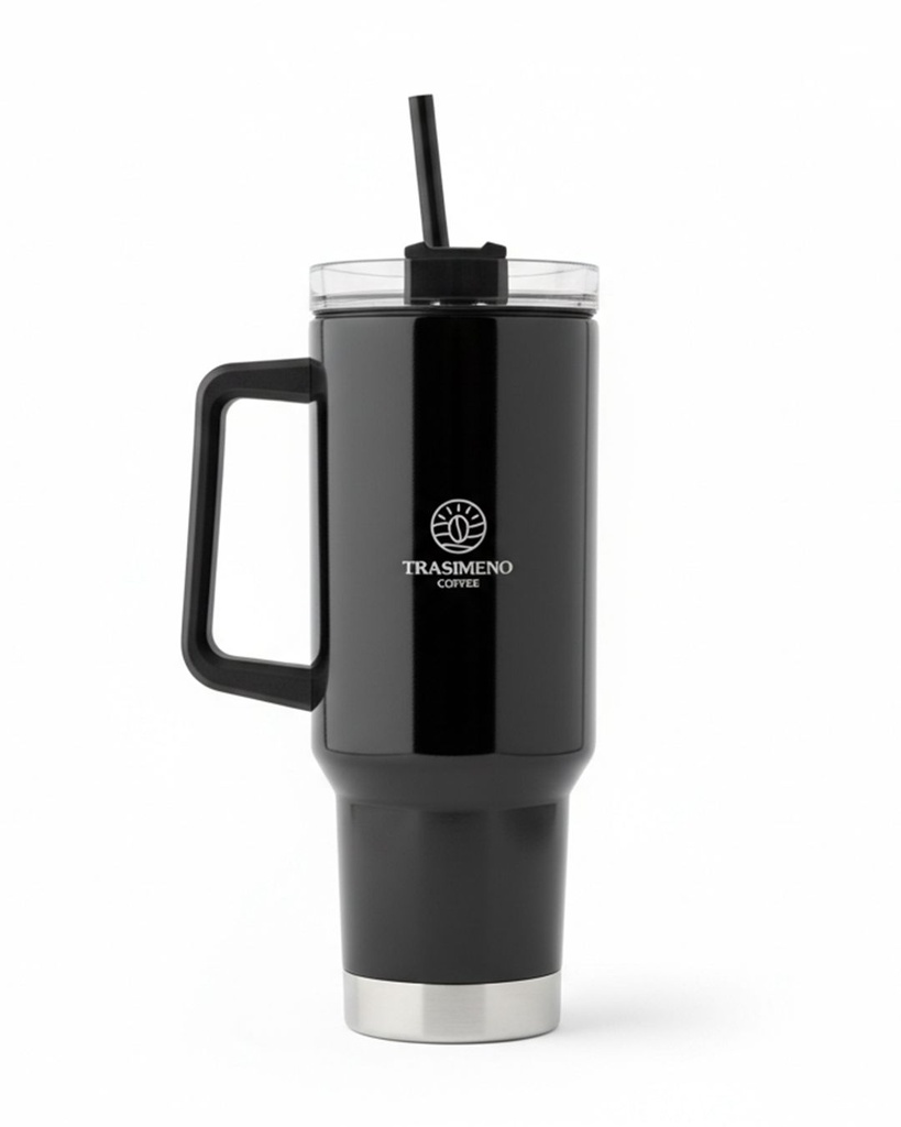 [TMP-000255] black thermal cup with straw 1150 ml