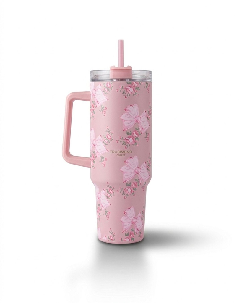 [TMP-000256] pink thermal cup with straw 1150 ml